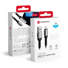 FORCELL F-ENERGY C257 kábel USB A - Lightning 2,4A 12W Cafule 3 m fekete,