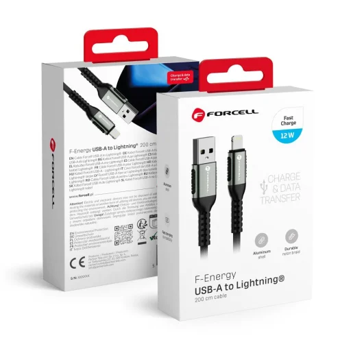 FORCELL F-ENERGY C257 kábel USB A - Lightning 2,4A 12W Cafule 2 m fekete - 1