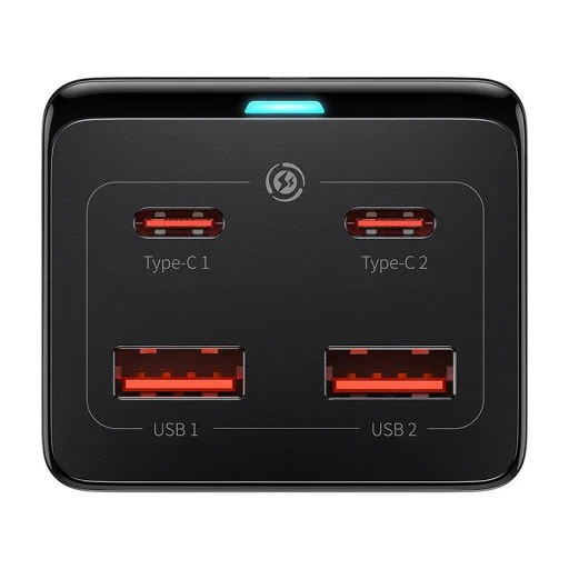 Baseus GaN3 Pro Töltő / elosztó, 2xUSB + 2xUSB-C + AC, 100W (fekete) - 5