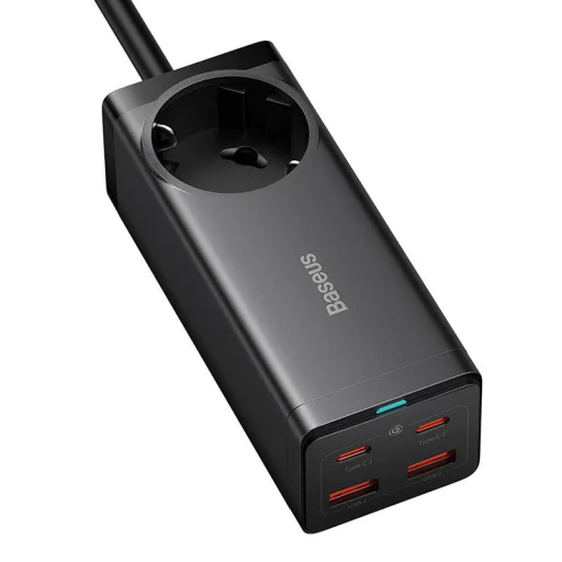 Baseus GaN3 Pro Töltő / elosztó, 2xUSB + 2xUSB-C + AC, 100W (fekete) - 4