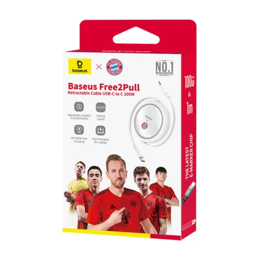 Baseus Free2Pull C kábel C-re 100W (fehér) Bayern Edition - 7