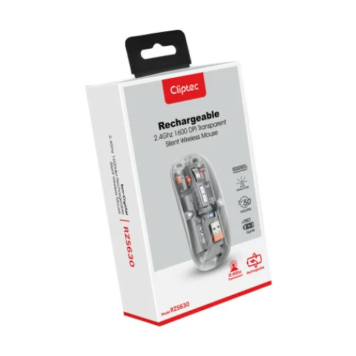 Cliptec Számítógépes egér Átlátszó RZS630 vezeték nélküli optikai 1600DPI - 4