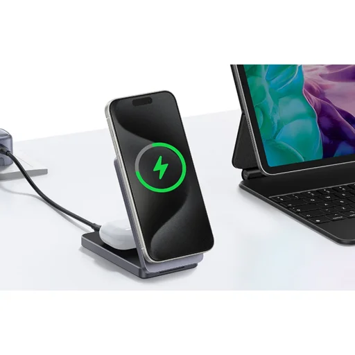 Ugreen W528 2 az 1-ben induktív töltő iPhone-hoz, AirPods-hoz, 20W (fehér) - 3