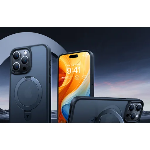 Torras UPRO Ostand Matte tok iPhone 15 Pro (fekete) - 3