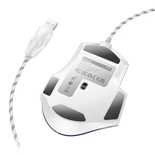 HOCO gaming vezetékes USB-A számítógépes egér 3600DPI fehér kék - 3