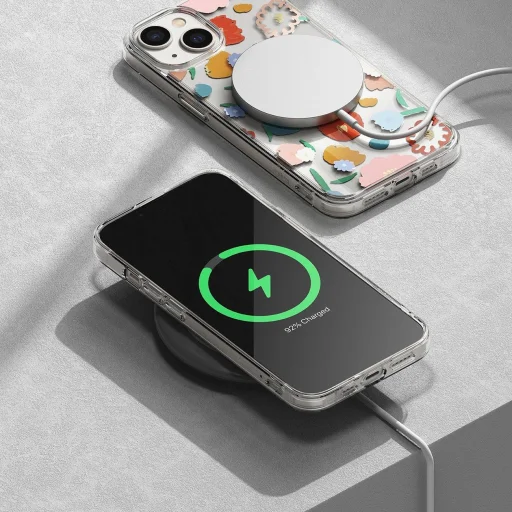 Ringke Fusion Design Páncélozott Tok zselés kerettel iPhone 14 Plus-hoz átlátszó (Virágos) - 8