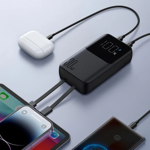 Joyroom JR-PBC06 mini powerbank beépített USB-C / Lightning kábelekkel 30W 10000mAh - fekete - 11