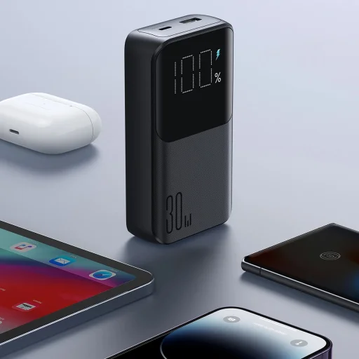 Joyroom JR-PBC06 mini powerbank beépített USB-C / Lightning kábelekkel 30W 10000mAh - fekete - 9