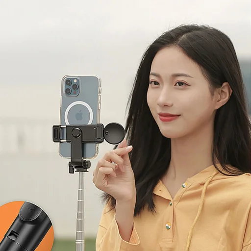 Selfie stick WH1YXS teleszkópos tripod 1m kerek lámpával és telefontartóval - fekete - 22