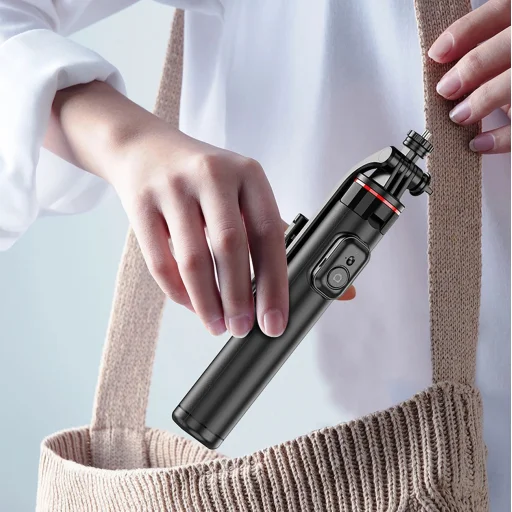 Selfie bot WC1Y2S 1.3 m alumínium ötvözet teleszkópos állvány telefontartóval - fekete - 18