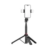Selfie bot WC12YDS 1.3m alumínium ötvözet teleszkópos állvány dupla lámpával és telefontartóval - fekete thumbnail