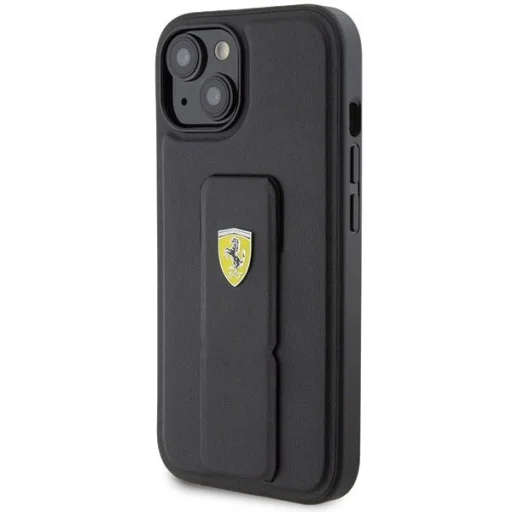 Ferrari Grip Stand Metal Logo tok iPhone 15 - fekete - 2