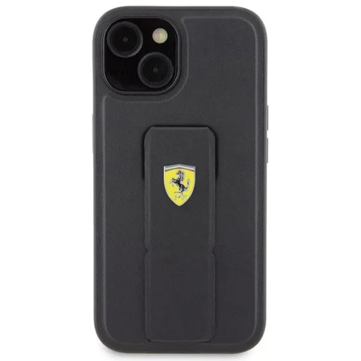 Ferrari Grip Stand Metal Logo tok iPhone 15 - fekete - 3