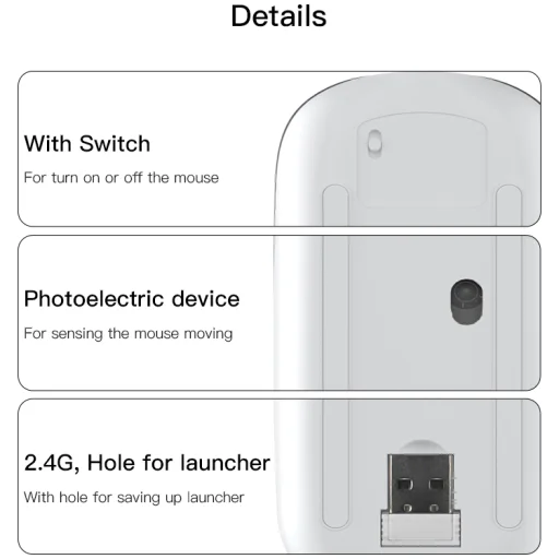 Yesido számítógépes egér KB15 vezeték nélküli fehér - 13