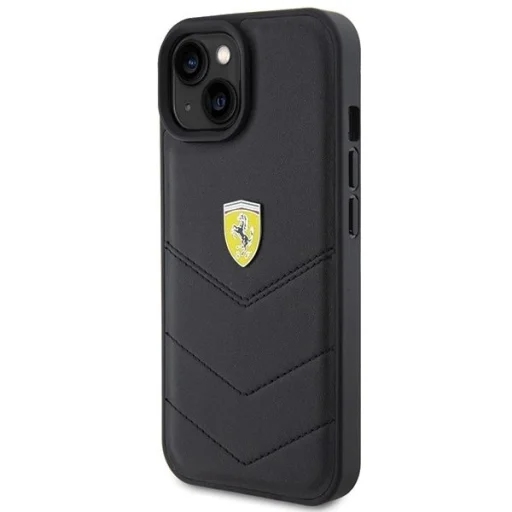 Ferrari Steppelt Fém Logó tok iPhone 15-höz - fekete - 2