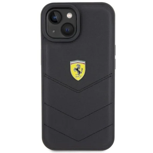 Ferrari Steppelt Fém Logó tok iPhone 15-höz - fekete - 3