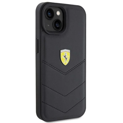 Ferrari Steppelt Fém Logó tok iPhone 15-höz - fekete - 4