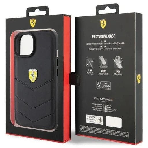 Ferrari Steppelt Fém Logó tok iPhone 15-höz - fekete - 8