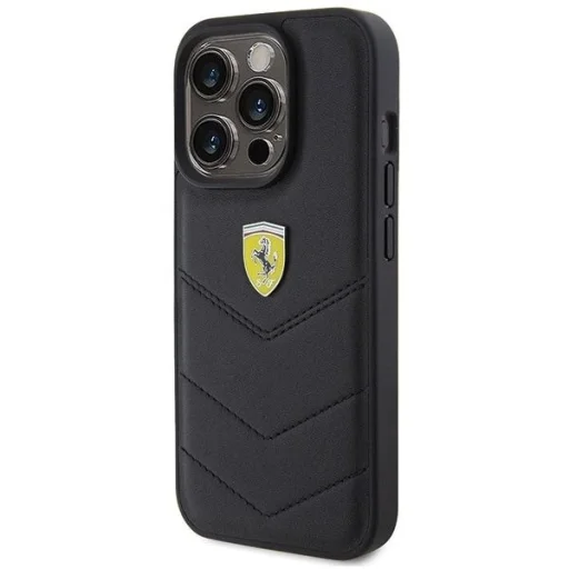 Ferrari Steppelt Fém Logó tok iPhone 15 Pro - fekete - 2