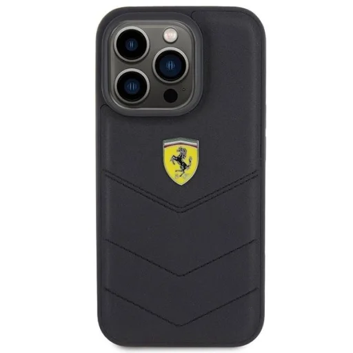 Ferrari Steppelt Fém Logó tok iPhone 15 Pro - fekete - 3