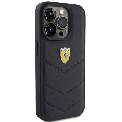 Ferrari Steppelt Fém Logó tok iPhone 15 Pro - fekete - 4