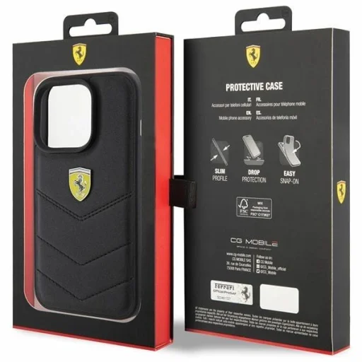 Ferrari Steppelt Fém Logó tok iPhone 15 Pro - fekete - 7