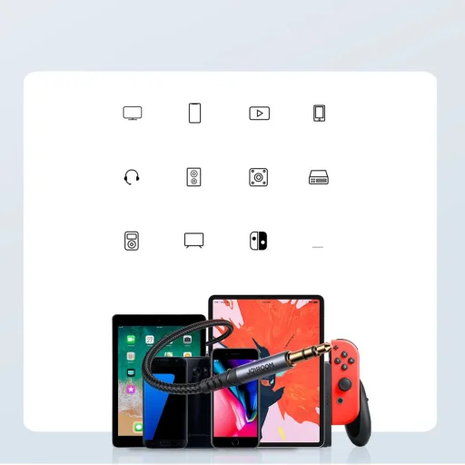 Joyroom sztereó audiokábel AUX 3.5 mm minijack 1,2 m fekete (SY-A08) - 13