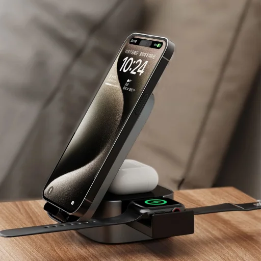 Dudao A11Pro+ 15W-os 3 az 1-ben töltőállomás Telefonhoz/Okosórához/Fejhallgatóhoz - Fekete - 4