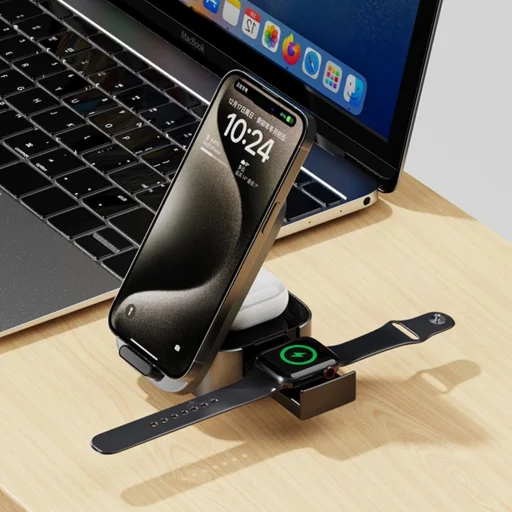 Dudao A11Pro+ 15W-os 3 az 1-ben töltőállomás Telefonhoz/Okosórához/Fejhallgatóhoz - Fekete - 5