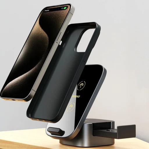 Dudao A11Pro+ 15W-os 3 az 1-ben töltőállomás Telefonhoz/Okosórához/Fejhallgatóhoz - Fekete - 7