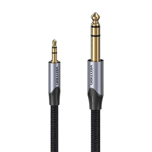 Vention BAUHJ 3.5mm TRS Jack - 6.35mm Jack Audio Kábel, 5m, Szürke - 2