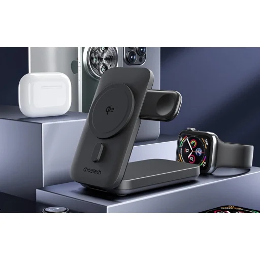 3 az 1-ben magsafe töltőállomás Choetech B750 10000mAh Qi2 (fekete) - 7