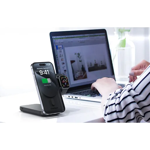 3 az 1-ben magsafe töltőállomás Choetech B750 10000mAh Qi2 (fekete) - 4