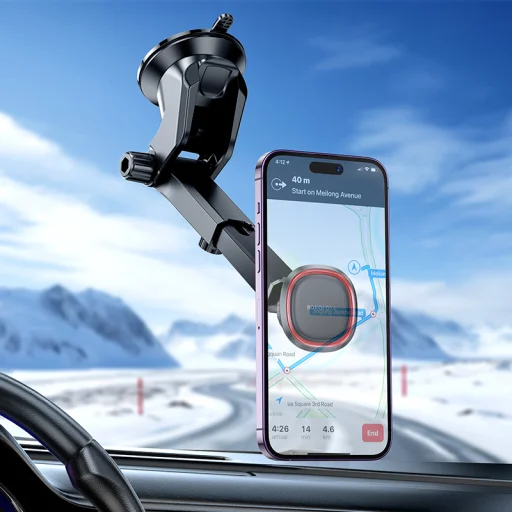 Borofone autós tartó BH125 Roman, mágneses, szélvédőre, fekete-piros - 7