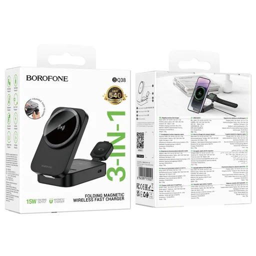 Borofone vezeték nélküli Magsafe töltő BQ38 Sharp 3 az 1-ben 15W fekete - 7