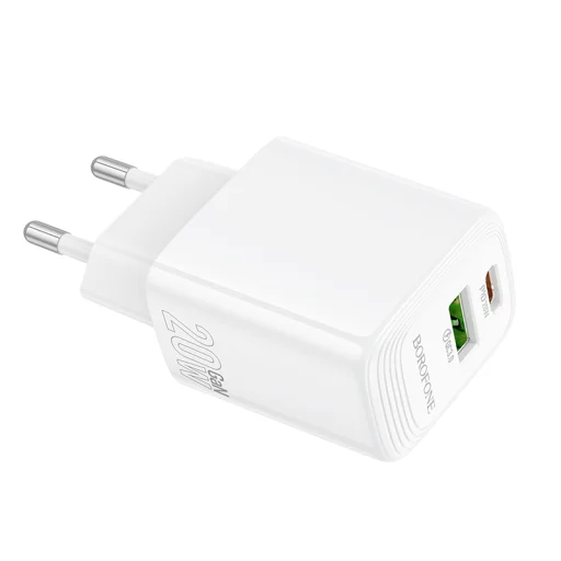 Borofone fali töltő BN27 Fuente - USB + Type C - QC 3.0 PD 20W fehér - 3