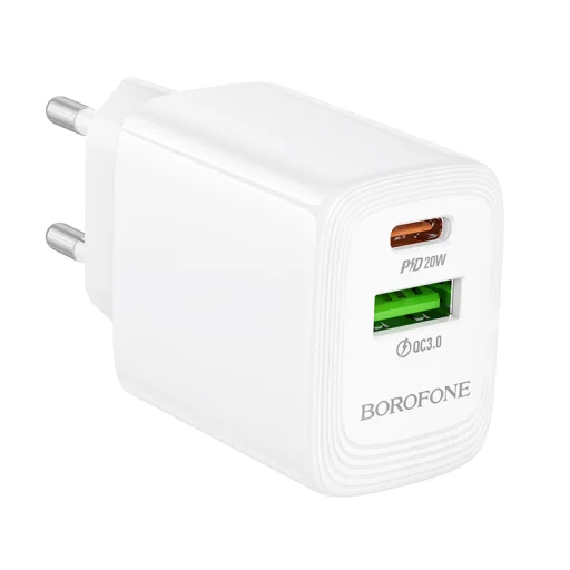 Borofone fali töltő BN27 Fuente - USB + Type C - QC 3.0 PD 20W fehér - 1