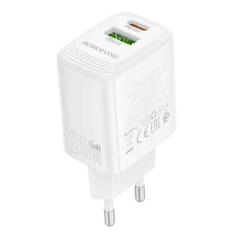 Borofone fali töltő BN27 Fuente - USB + Type C - QC 3.0 PD 20W fehér - 5