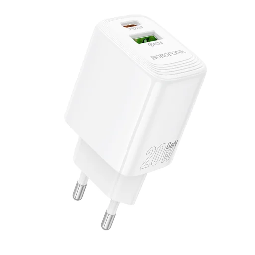 Borofone fali töltő BN27 Fuente - USB + Type C - QC 3.0 PD 20W fehér - 2