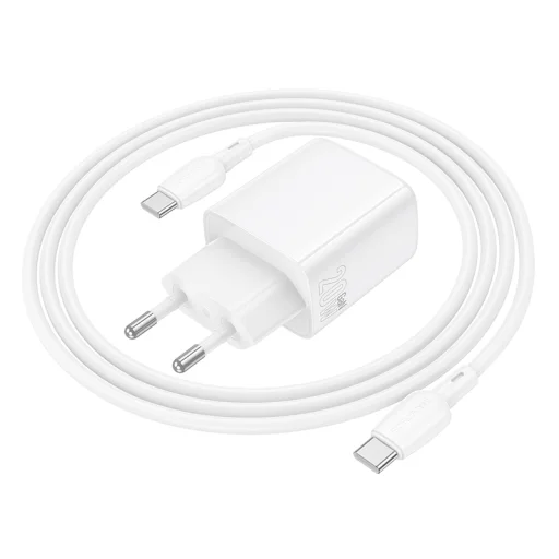 Borofone Fali töltő BN27 Fuente - USB + Type C - QC 3.0 PD 20W Type C to Type C kábellel fehér - 6