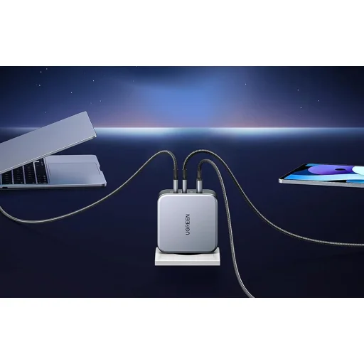 Ugreen Nexode 140W C289, GaN, 2x USB-C, USB hálózati töltő (fekete) + USB-C 2m kábel - 5