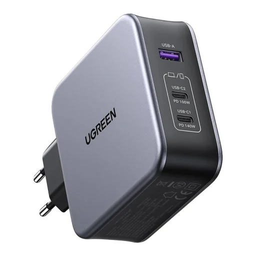 Ugreen Nexode 140W C289, GaN, 2x USB-C, USB hálózati töltő (fekete) + USB-C 2m kábel - 2