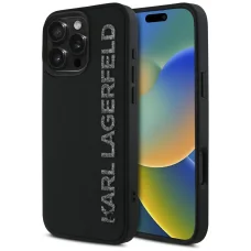  Apple iPhone 16 Pro Fekete KARL LAGERFELD KLHCP16LRBKGVCK tok (3D Gumi Megnyújtott Csillogás)