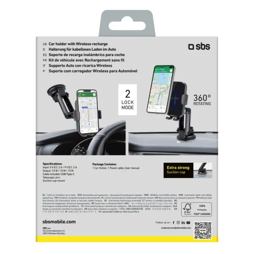 SBS TESUPEXTWIR15W 15W Vezeték nélküli Töltőtartó - Fekete - 7