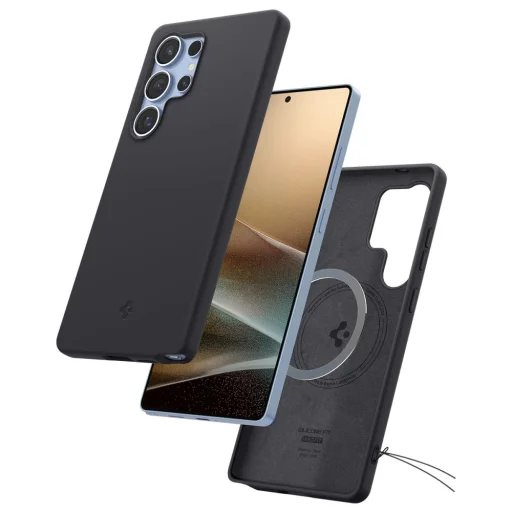  Galaxy S25 Ultra Fekete Spigen Silicone Fit Mag Magsafe tok - 8