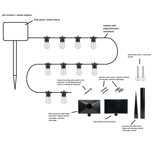  Napelemes Girland SUNARI FLS-60 7,5m 10 LED égő IP44 Örök Fény - 4