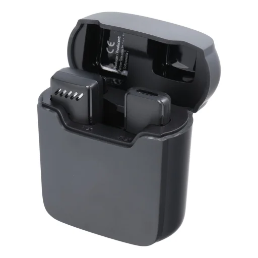 Vezeték nélküli lavalier mikrofon Lightning csatlakozóval és töltőtokkal S11 fekete - 2