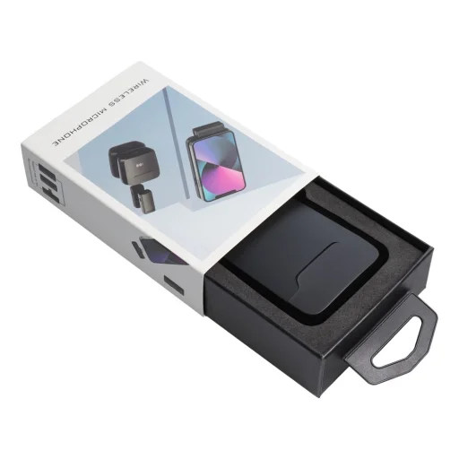 Vezeték nélküli lavalier mikrofon Lightning csatlakozóval és töltőtokkal S11 fekete - 4