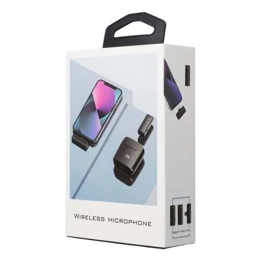 Vezeték nélküli lavalier mikrofon Lightning csatlakozóval és töltőtokkal S11 fekete - 5