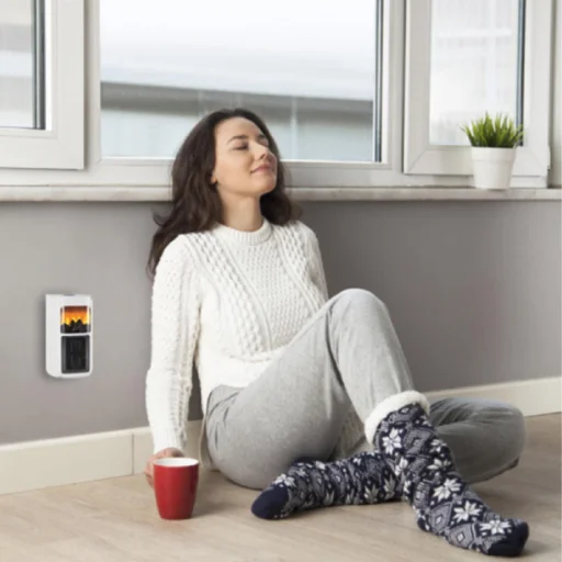 Home FKH 401 hordozható elektromos mini kerámia fűtőtest, 400W, elektronikus termosztát, lángeffekt, fehér - 5